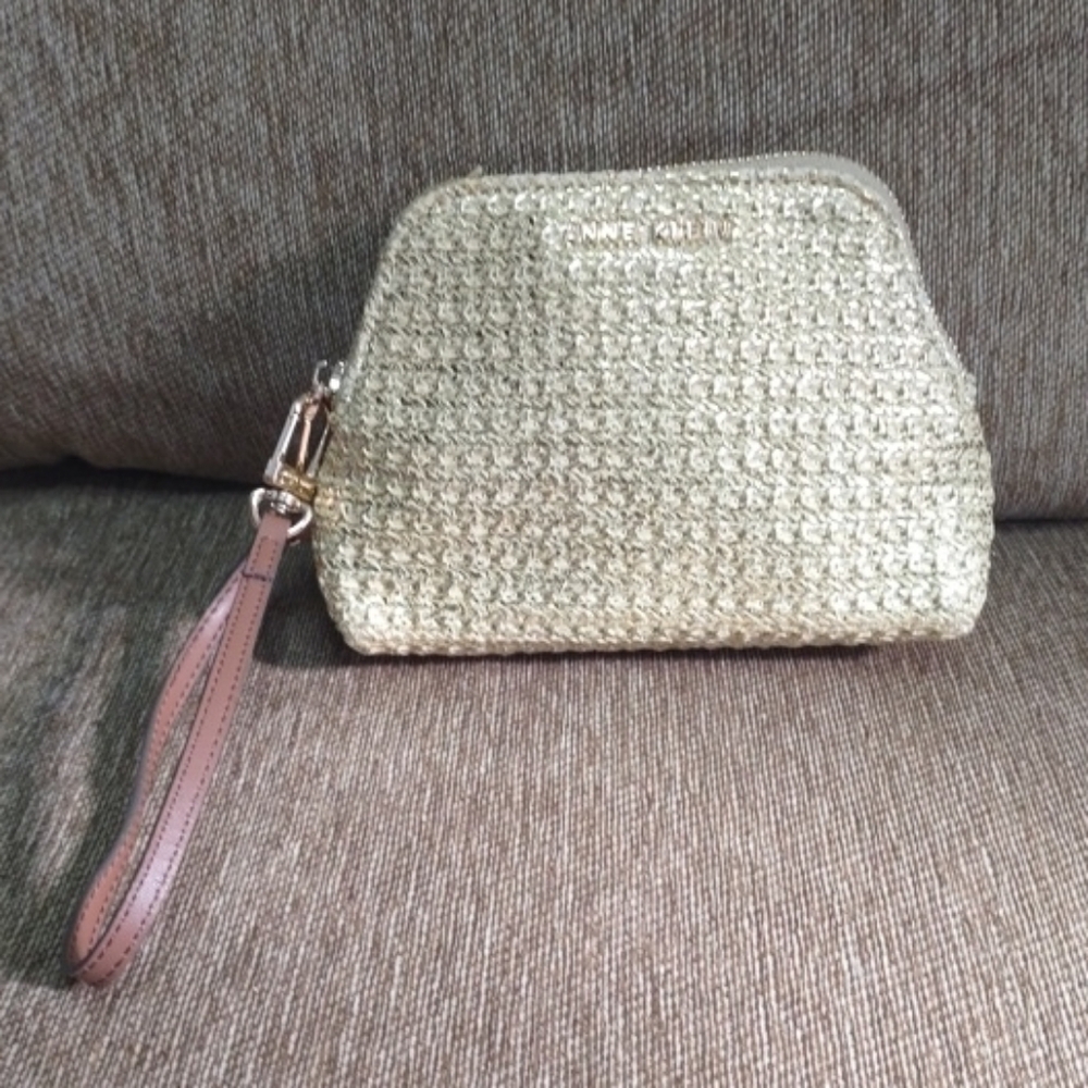 Anne Klein Gold Textured Wristlet Clutch